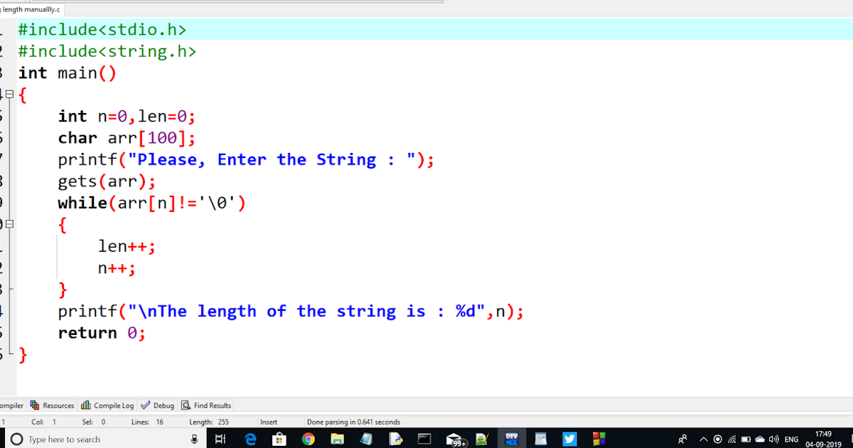 Length of a String NOT using strlen() in C-Language