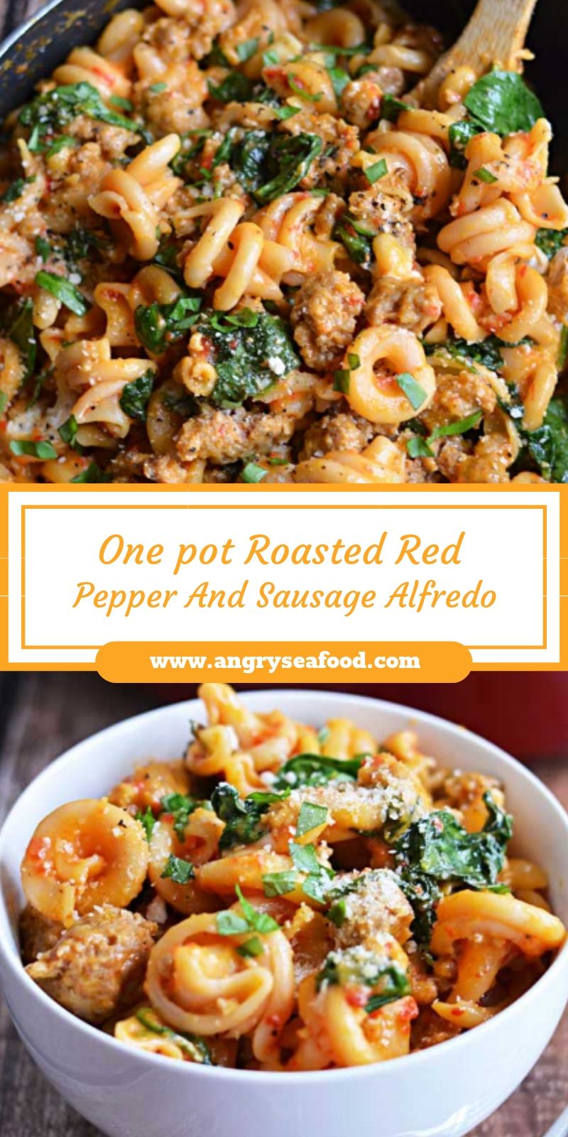 One pot Roasted Red Pepper And Sausage Alfredo One pot Roasted Red Pepper And Sausage Alfredo