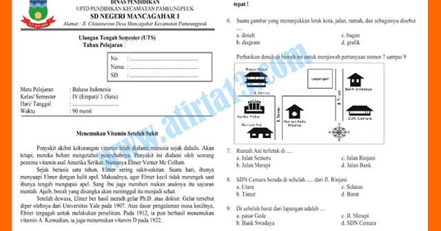 Contoh Soal  Uts Bahasa Indonesia Ktsp Kelas 4 Sd Semester 1