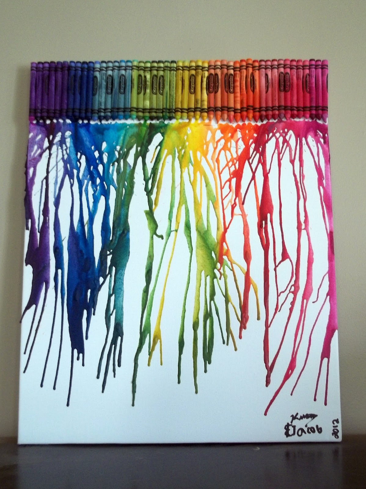 Sliding Down The Stairs melted crayon art.