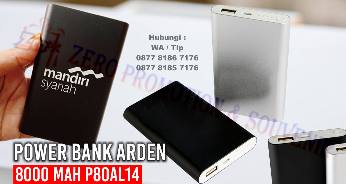 Souvenir Power Bank Metal 8000 mAh kode P80AL14 | Barang Promosi, Mug