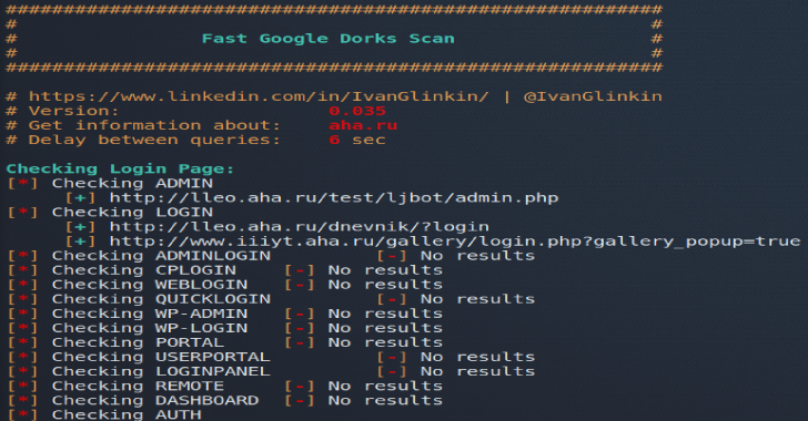 Fast Google Dorks Scan