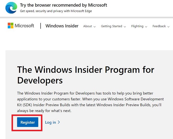 Cách đăng ký Windows Insider