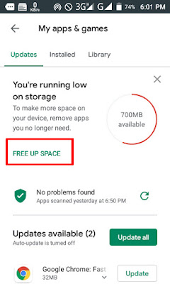 Tap on FREE UP SPACE