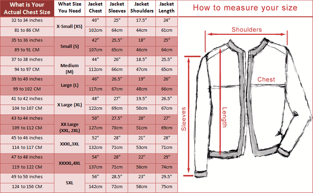 Mens To Womens Jacket Size Conversion Chart