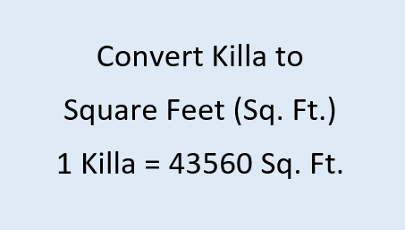 Convert Killa to Square Feet (Sq. Ft.)