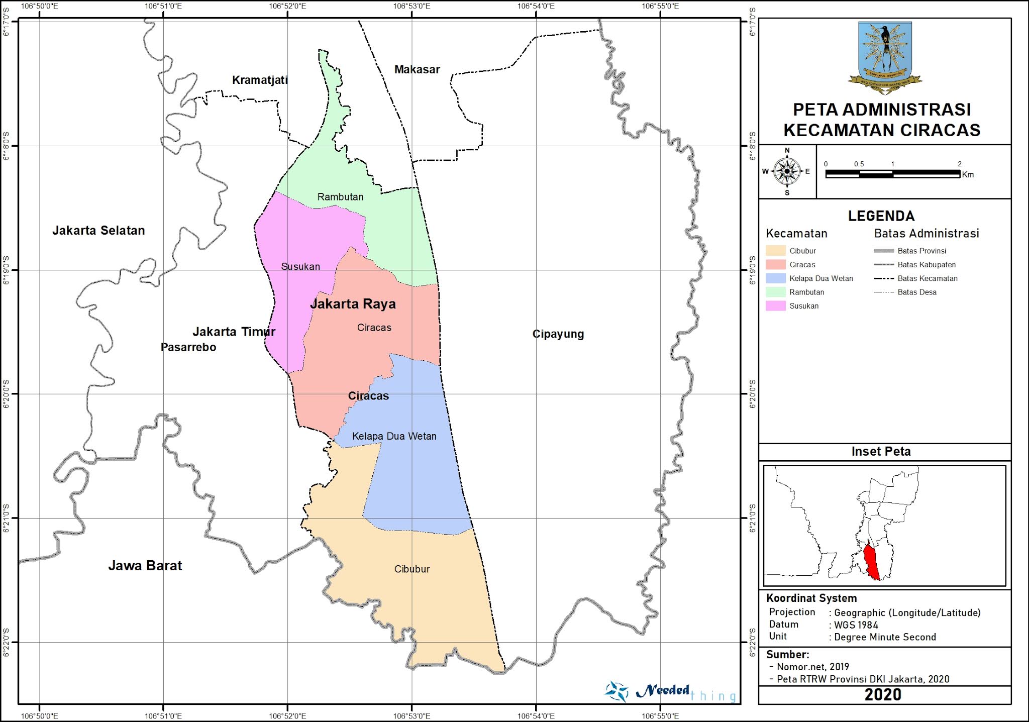 Peta Administrasi Kecamatan Ciracas, Kota Jakarta Timur ~ NeededThing