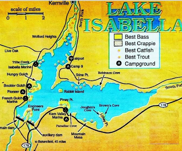 2018 Lake Isabella Fishing Map, Fishing Report, Hunting Clubs, private