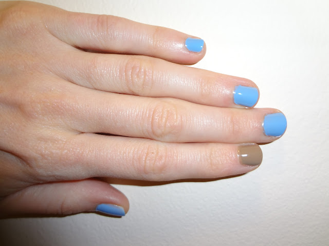 light blue and light brown nail polish