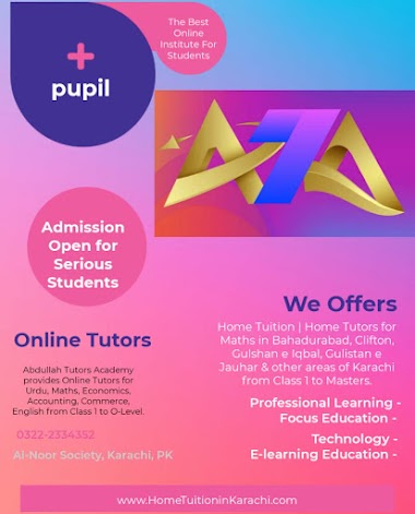 Abdullah Tutors Academy offering Home Tuition for Maths in Gulberg Town, Samanabad, Karachi