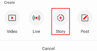 Click Story option Select Story option