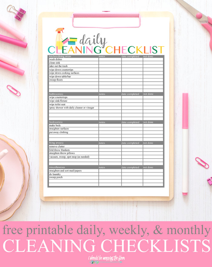 Cleaning Checklist Printables