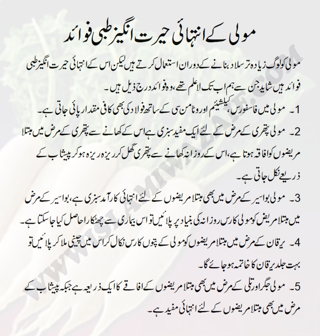 Health Benefits Of Radish IslamiWazaif