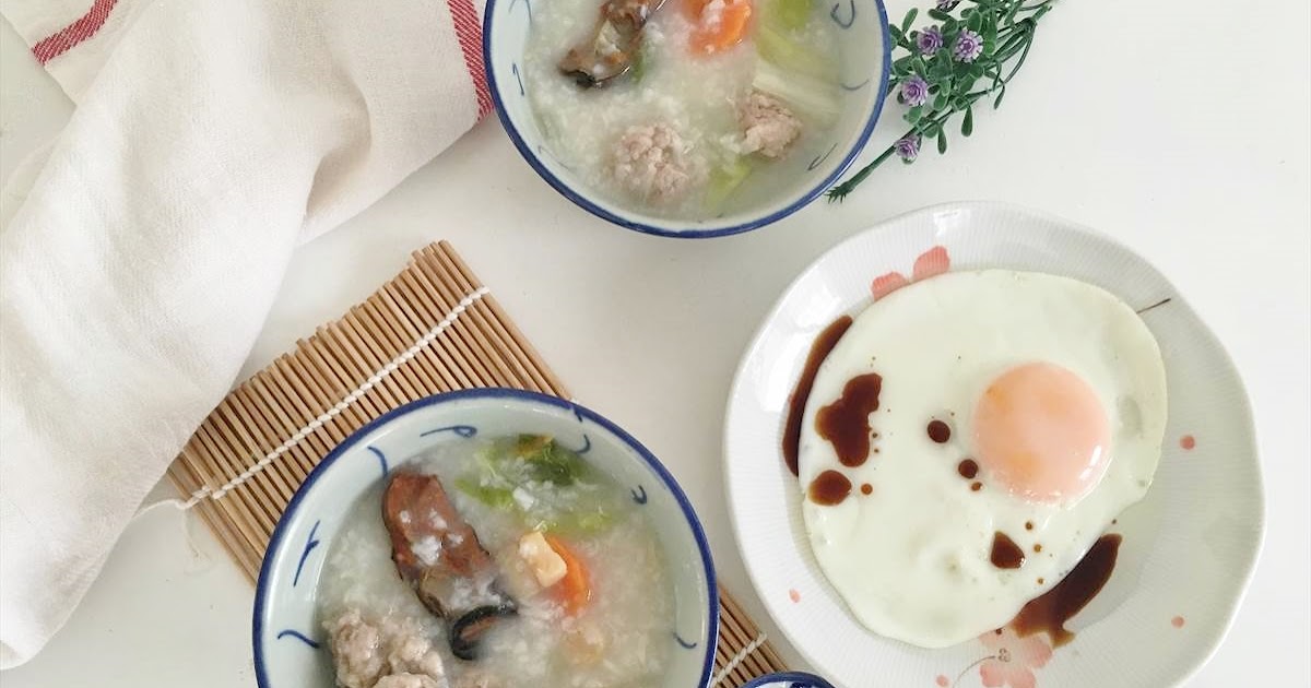 GoodyFoodies: Recipe: Congee with dried scallops and pork meatballs