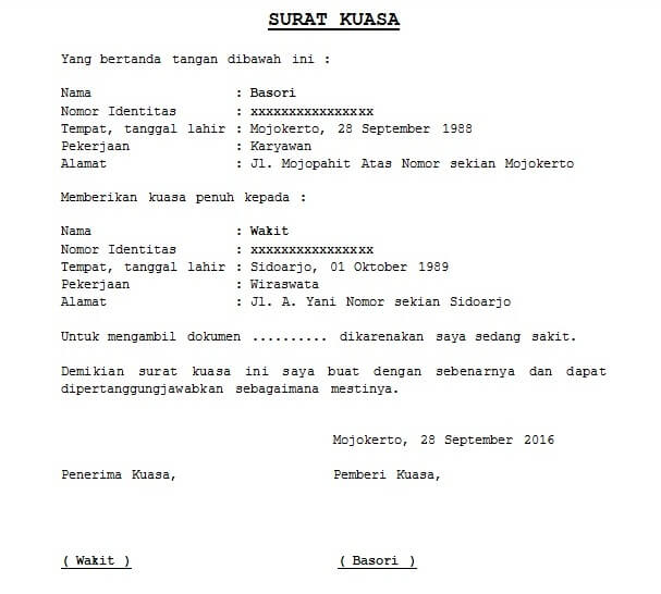 Contoh Surat Kuasa Untuk Pengambilan Str Detil Gambar Online