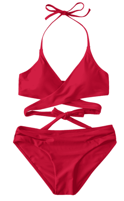 red color bikini