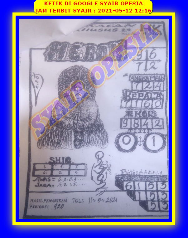 Syair Hk Malam Ini Rabu 12 Mei 2021 Opesia Official