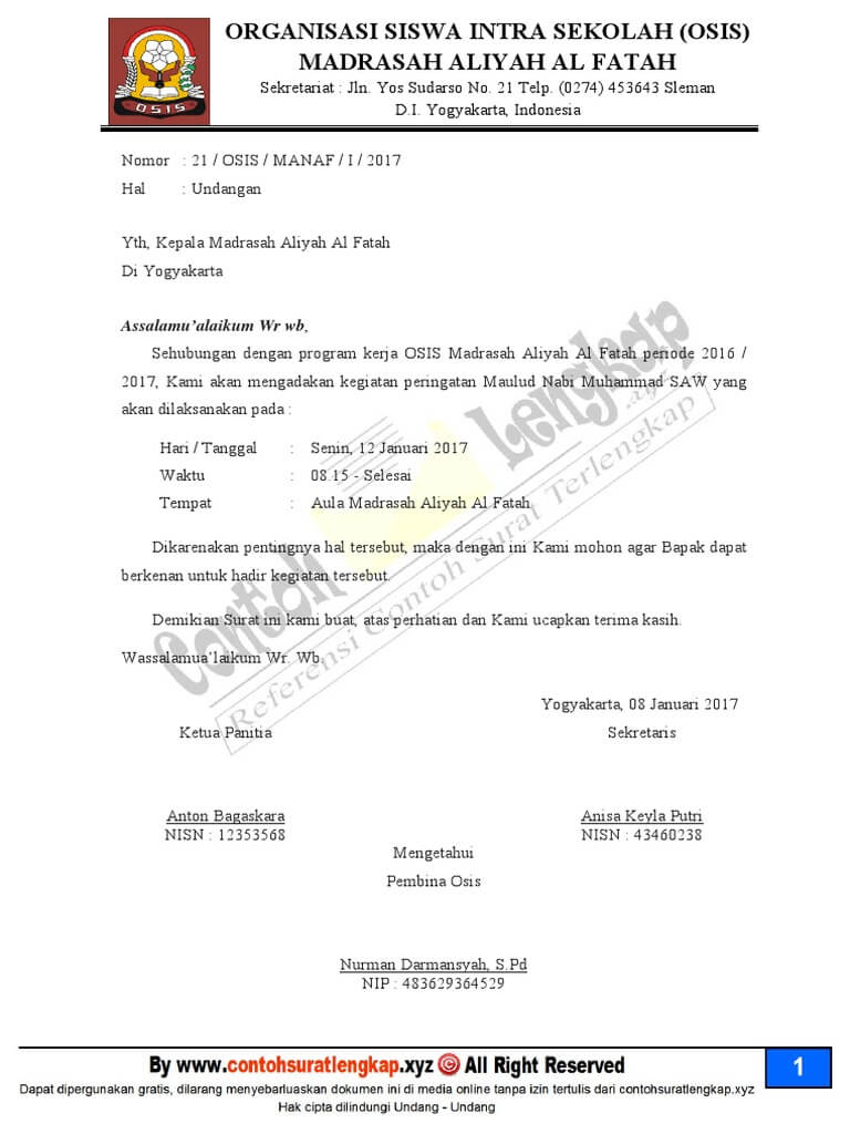 8 Contoh Surat Undangan Acara Resmi Lengkap