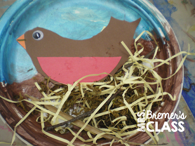 Spring birds in nests art lesson for Kindergarten and First Grade