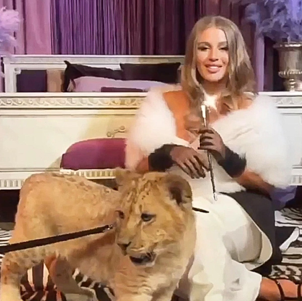 Yana Leventseva has complained of "death threats" after posing with a lion cub during celebrations for her 27th birthday