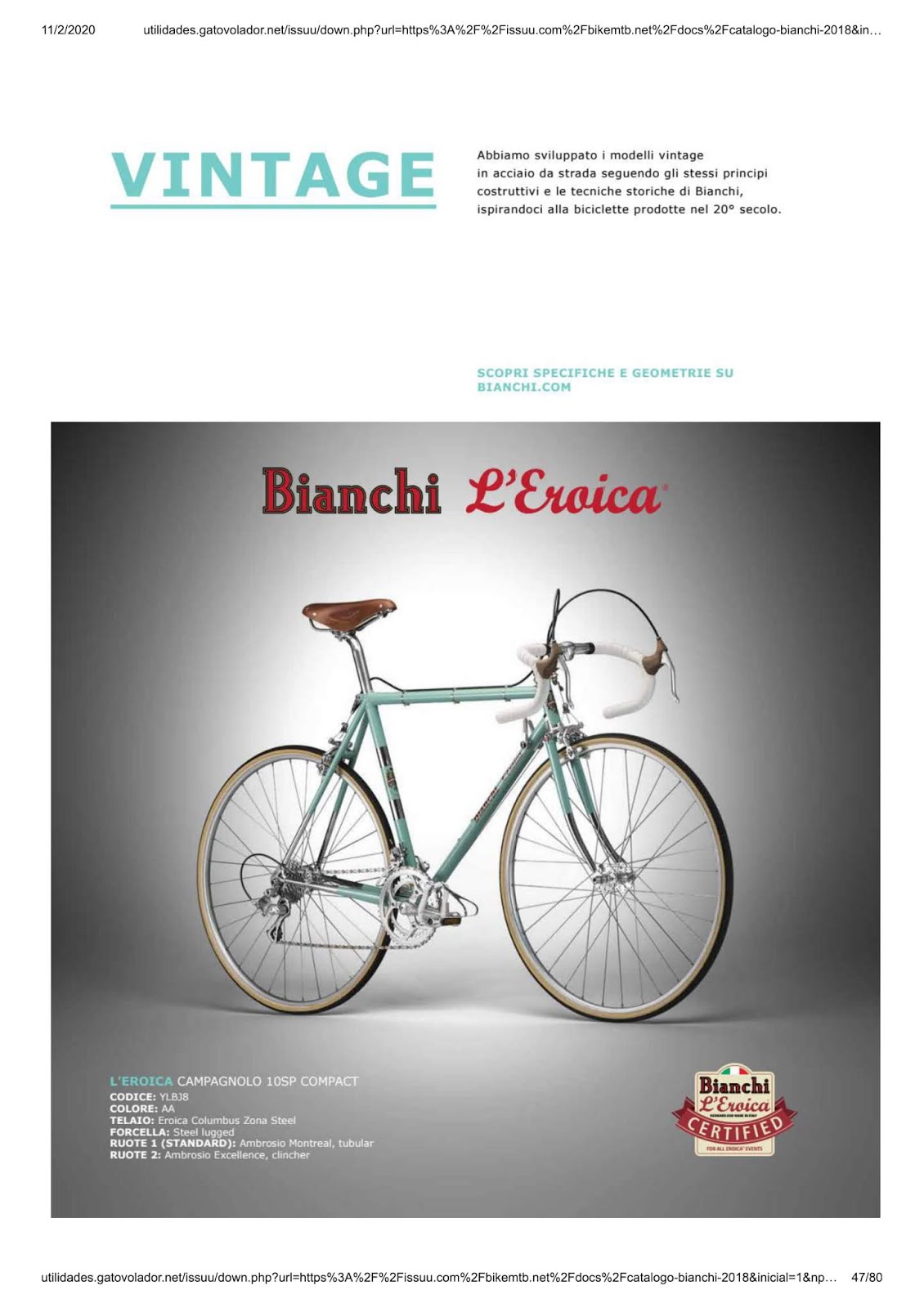 CATALOGUES BIANCHI BIANCHI 2018
