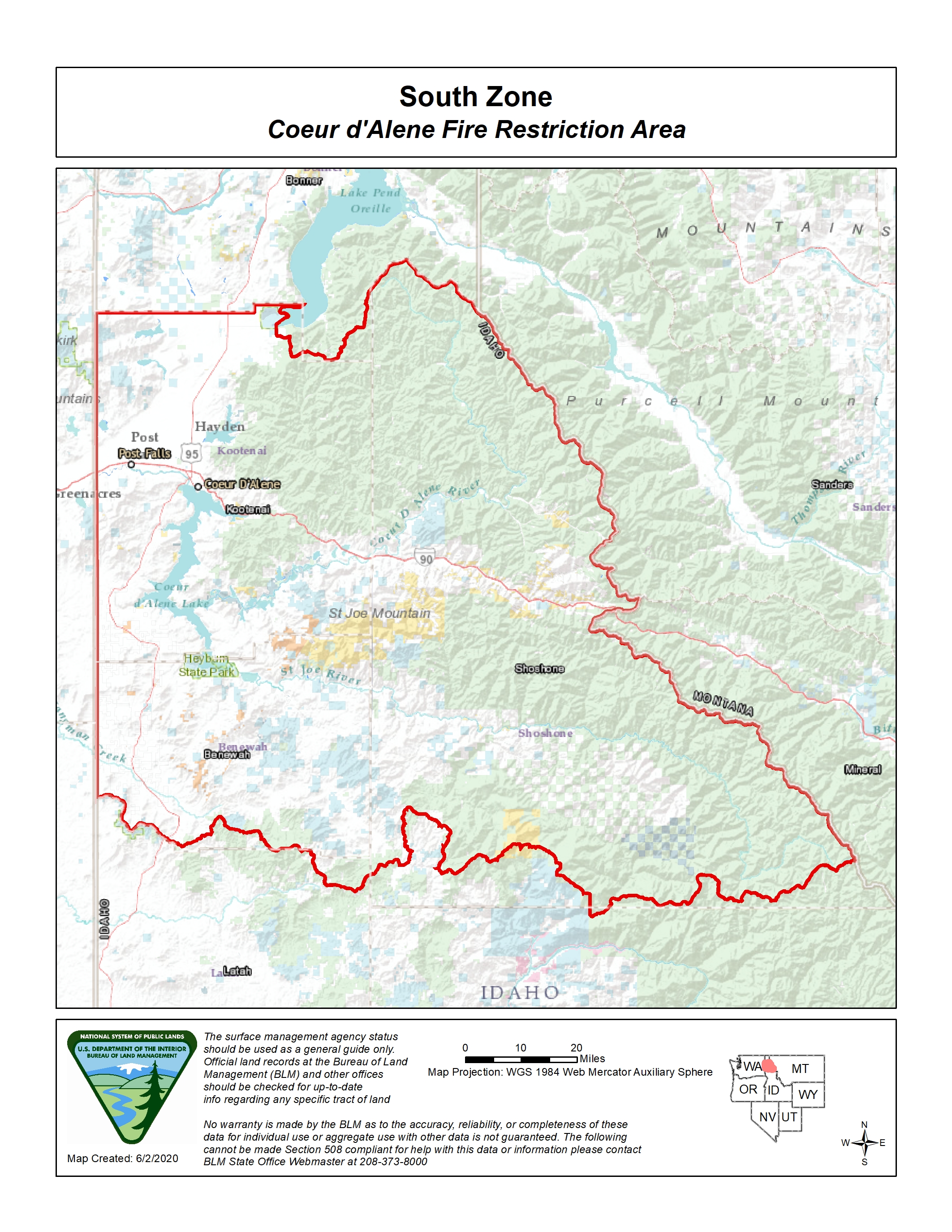 Idaho Fire Information Coeur d'Alene Fire Restrictions Area