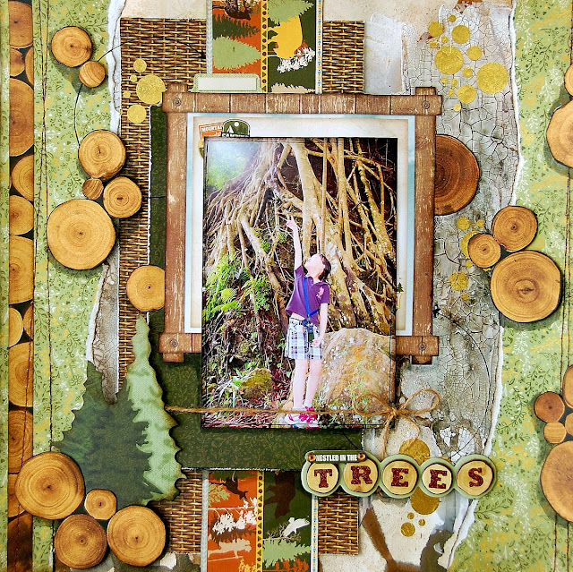 Nestled In The Trees Layout by Irene Tan using BoBunny Take A Hike collection