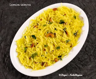 Lemon semiya upma or lemon vermicelli upma