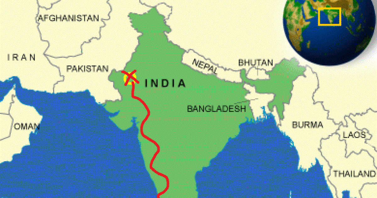 Индия на карте. Пакистан бутан