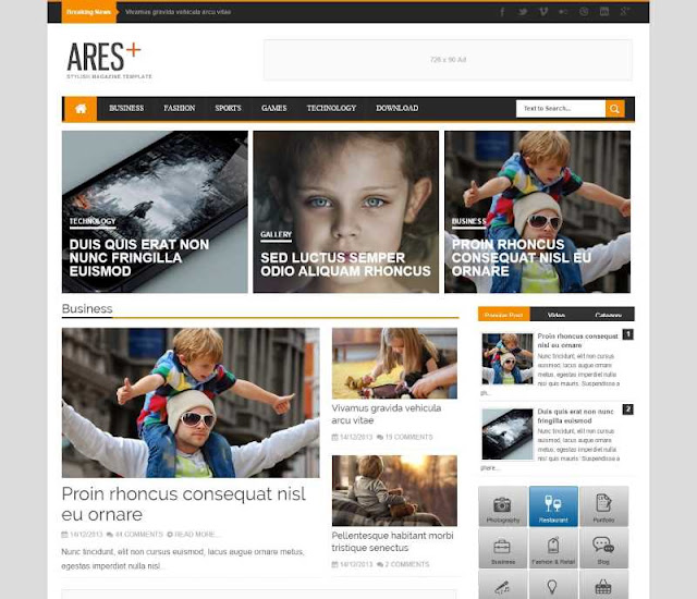 Download Ares Stylish Magazine Blogger Template Download Ares Stylish Magazine Blogger Template