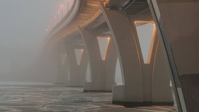 Bridge, Construction, Architecture, Fog, River
