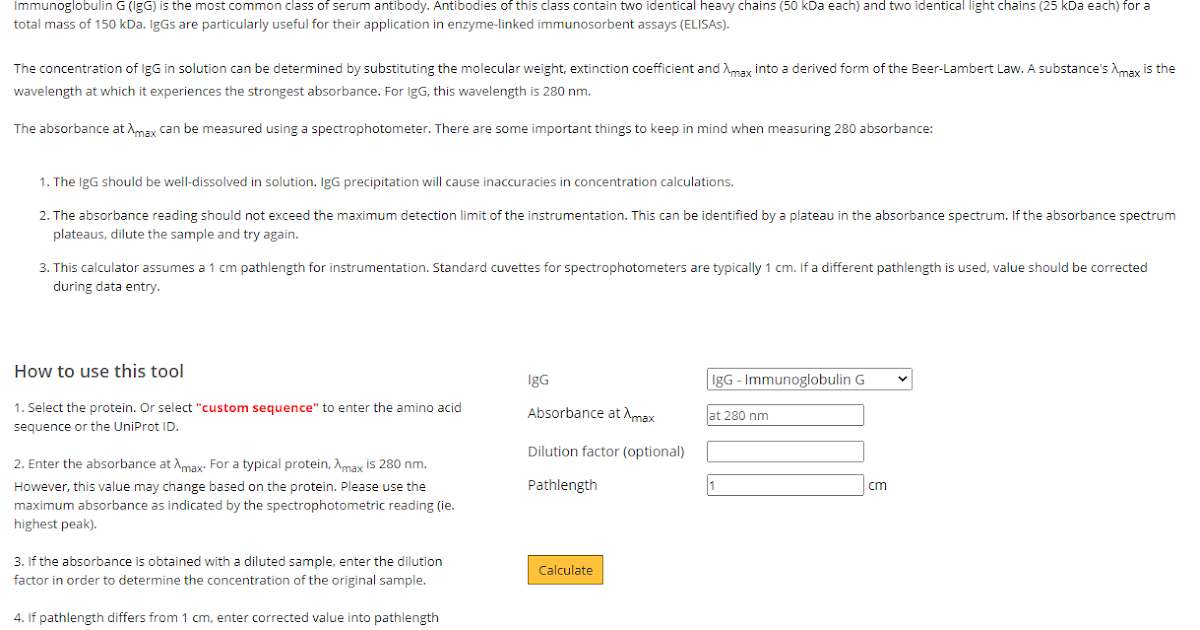 AAT Bioquest IgG Concentration Calculator