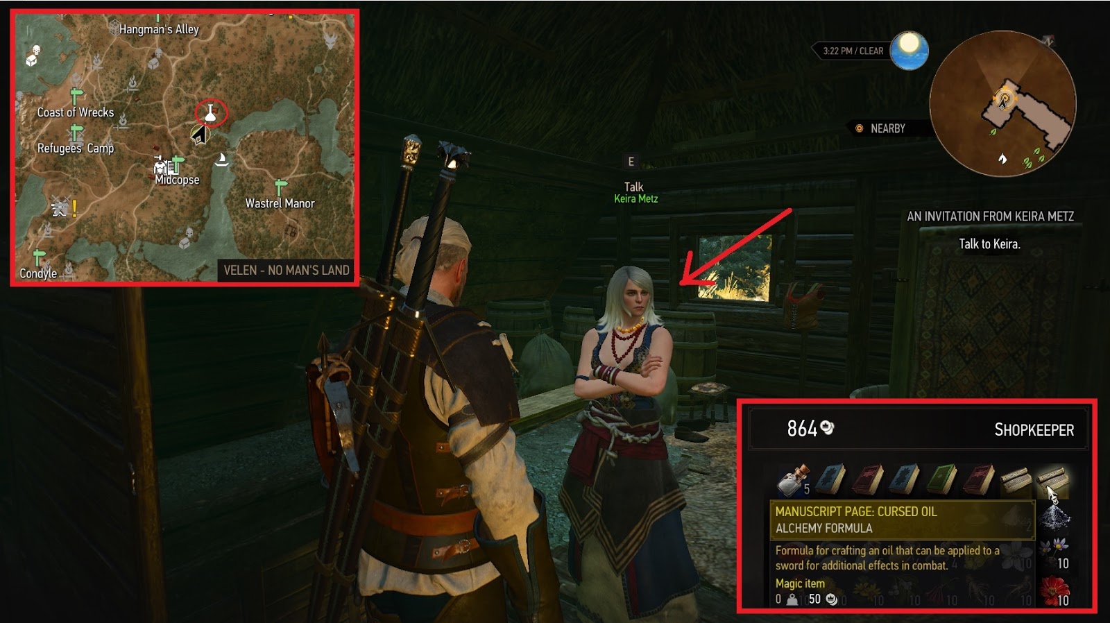 THE WITCHER 3 CURSED OIL MANUSCRIPT LOCATION MAP