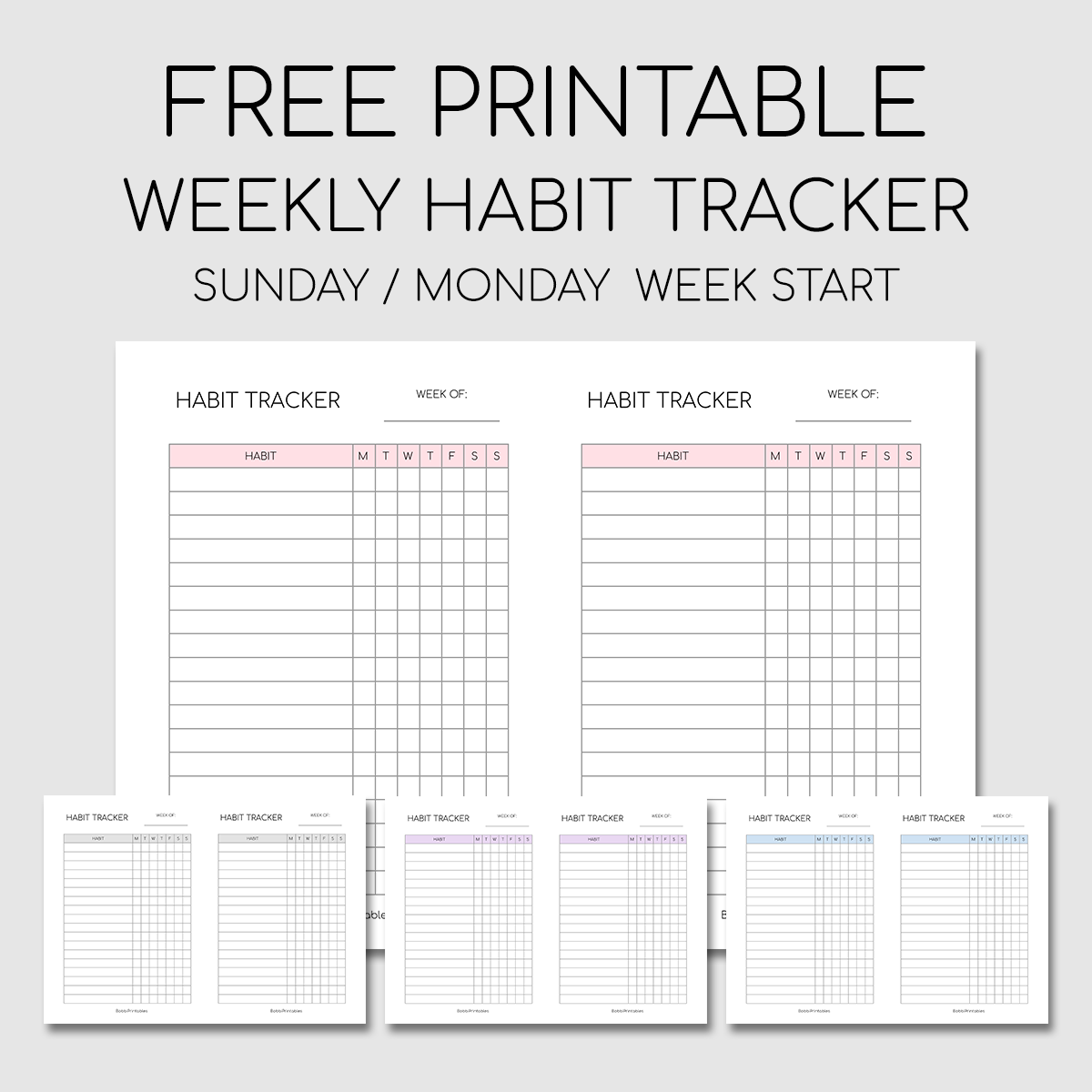 Weekly Habit Tracker Printable Weekly Habit Tracker Printable