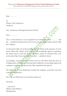 notice extension resignation period employee letter