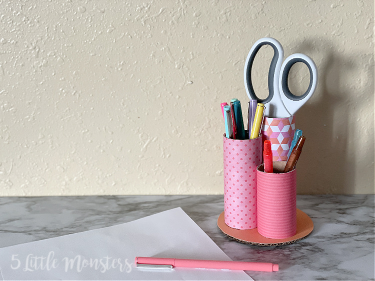 5 Little Monsters Recycled Cardboard Tube Desk Organizer