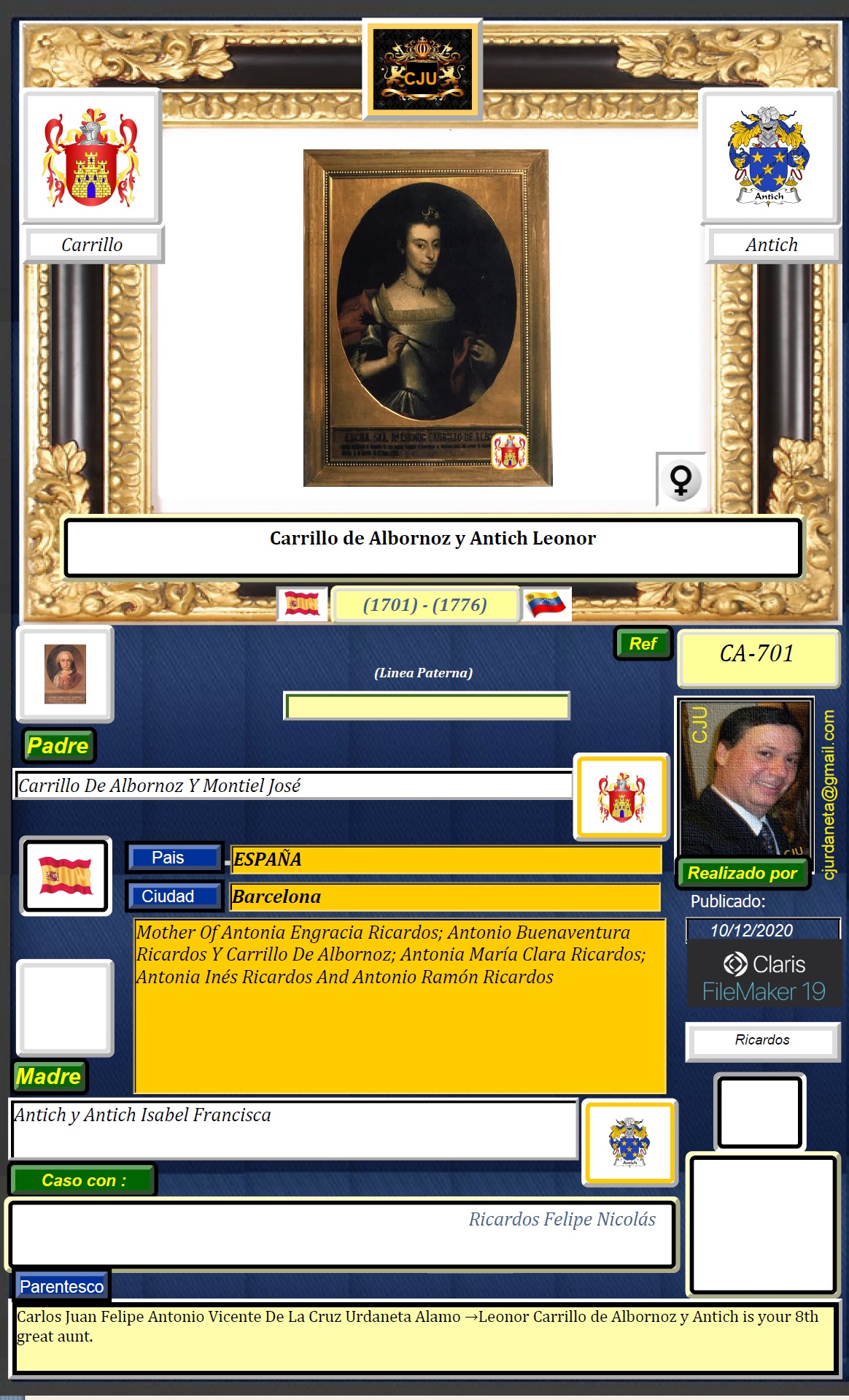 FAMILIA Y SUS PARIENTES GENEALOGIA GENEALOGY Carrillo de