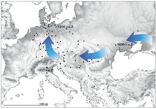 Spreading like wildfire: earliest finds and spread of common millet in Europe 
[Credit: Carsten Reckweg, Janine Cordts & Dragana Filipovic, UFG Kiel]