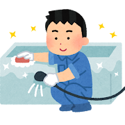 お風呂掃除をする業者のイラスト