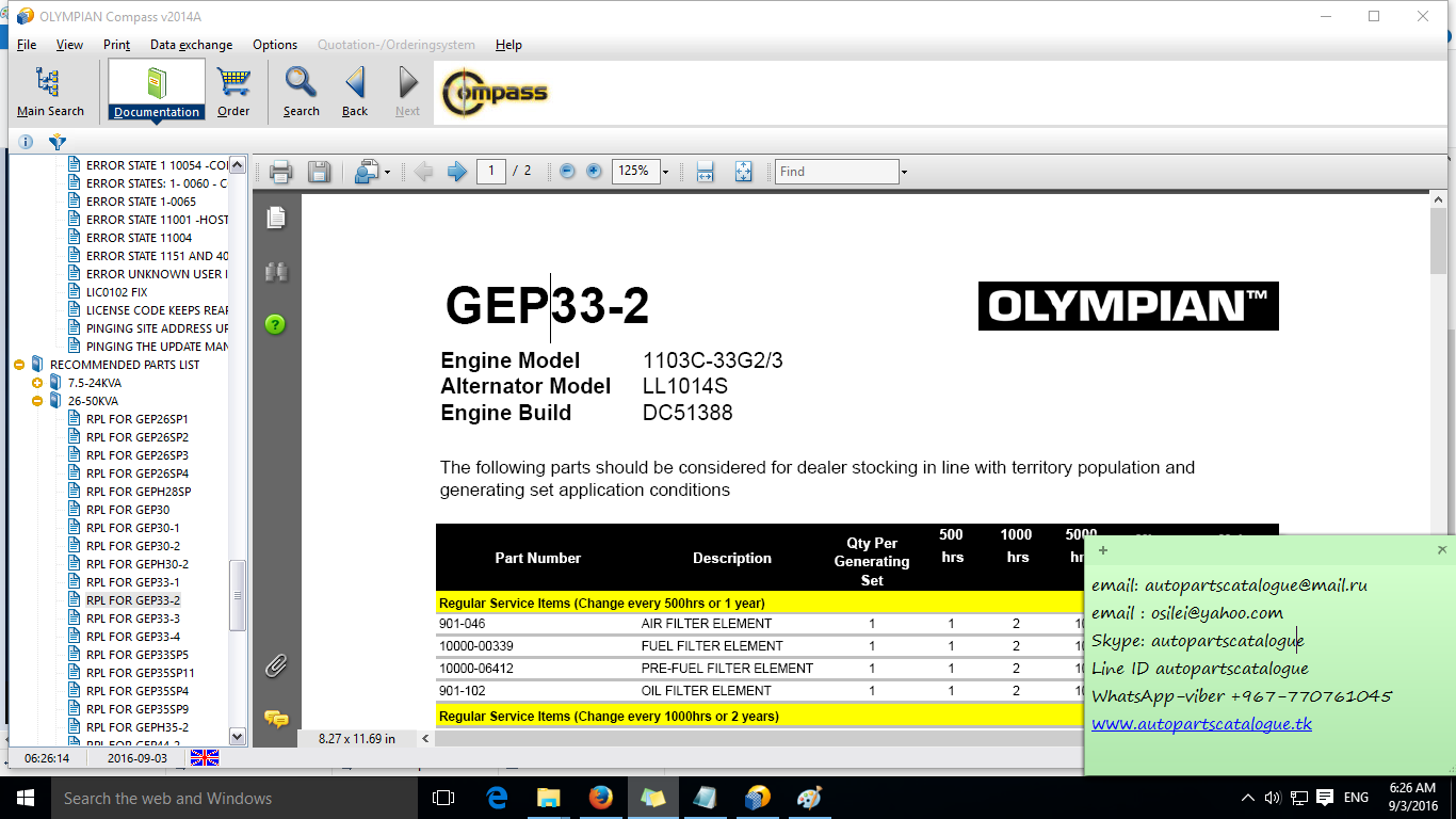 Olympian Compass International 2014 Parts Catalog