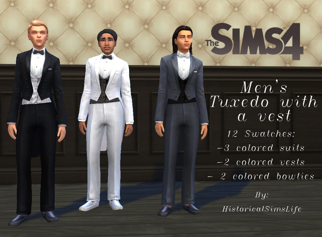 My Sims 4 Blog Mens Tuxedo With A Vest By Historicalsimslife