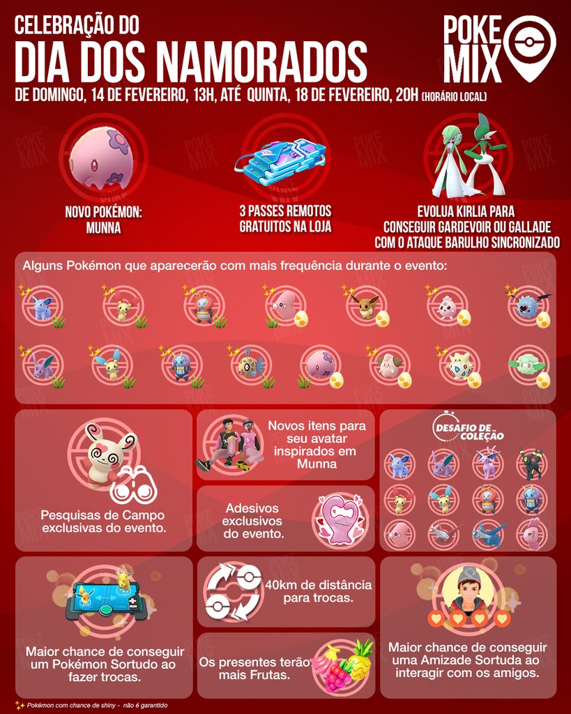 Dia de São Valentim: Raids, estudos de campo Pokemon Go lança evento  para os amantes 