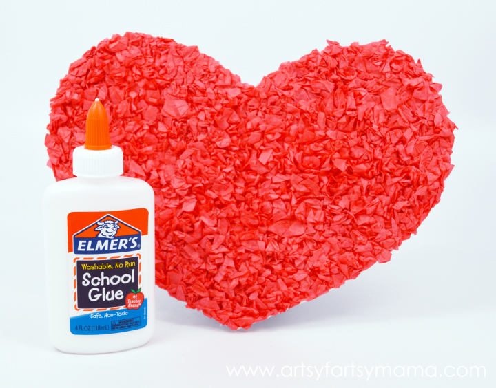 Valentine Tissue Paper Heart at artsyfartsymama.com #kidscraft #Valentine