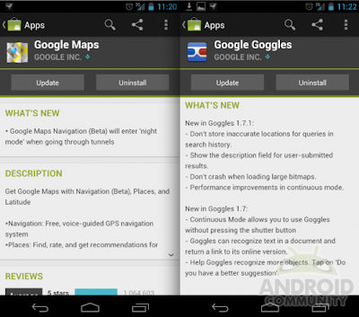 google goggles and maps updated with night mode and many more new things