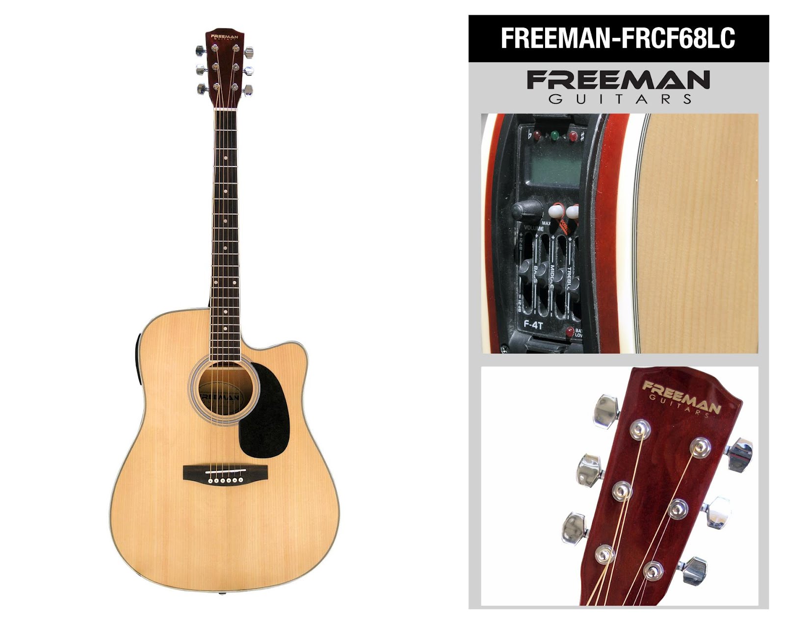 Guitarra electroacústica freeman fra95ncet - cuerdas nylon - color sunburst  (sb) Freeman 9x102x45 a domicilio | Cornershop by Uber - Chile