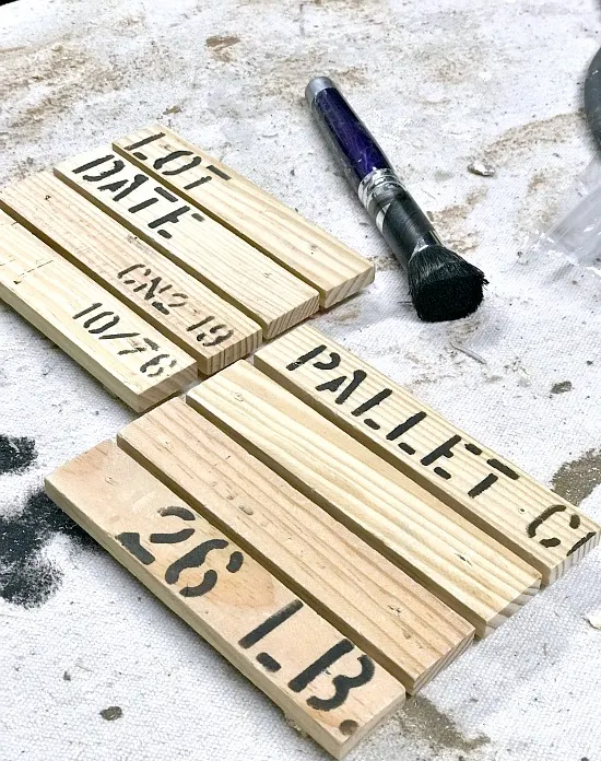 Rustic DIY Stenciled Coasters made to look like pallets