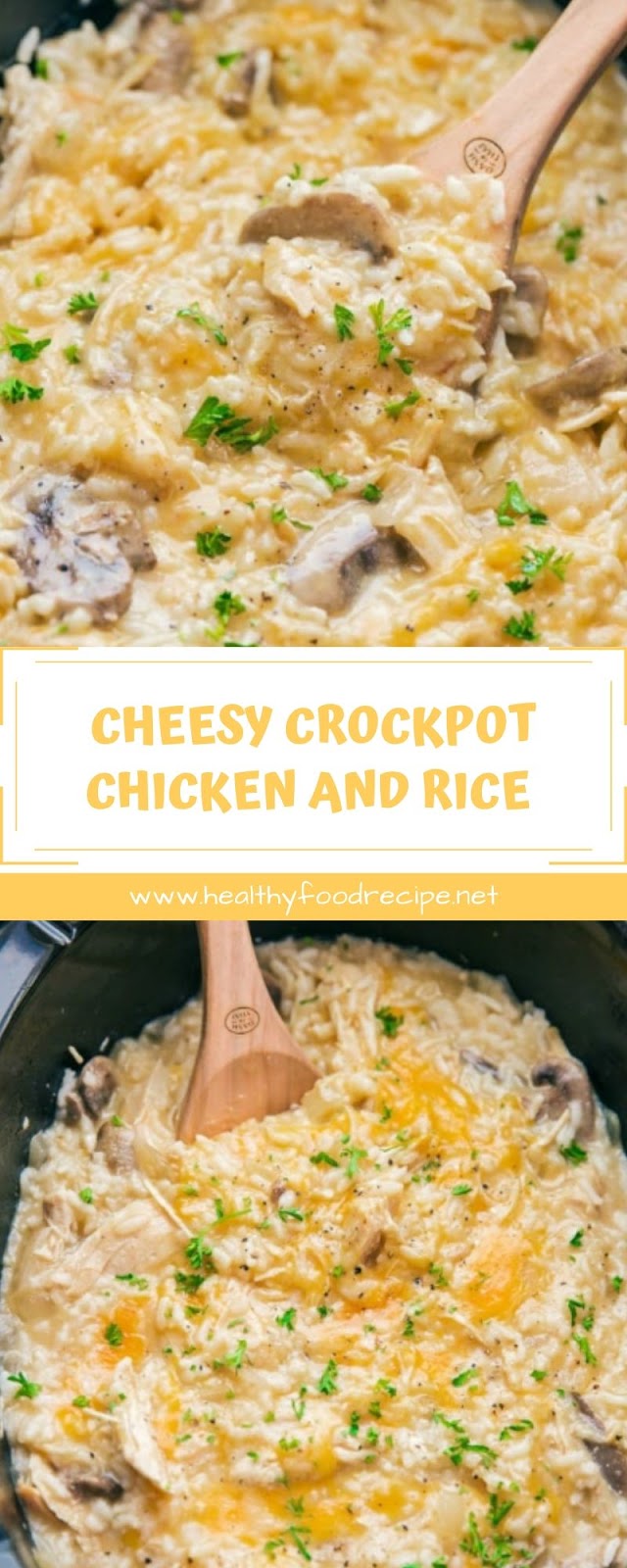 CHEESY CROCKPOT CHICKEN AND RICE CHEESY CROCKPOT CHICKEN AND RICE