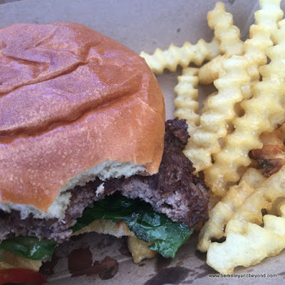 burger and fries at Alpine Inn in Portola Valley, California
