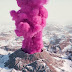 Volcano smoke comes out pink !!!