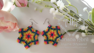 Pendientes en macramé, aros, aretes, Earrings, hoops, earrings in macramé by #AdrianaAbril